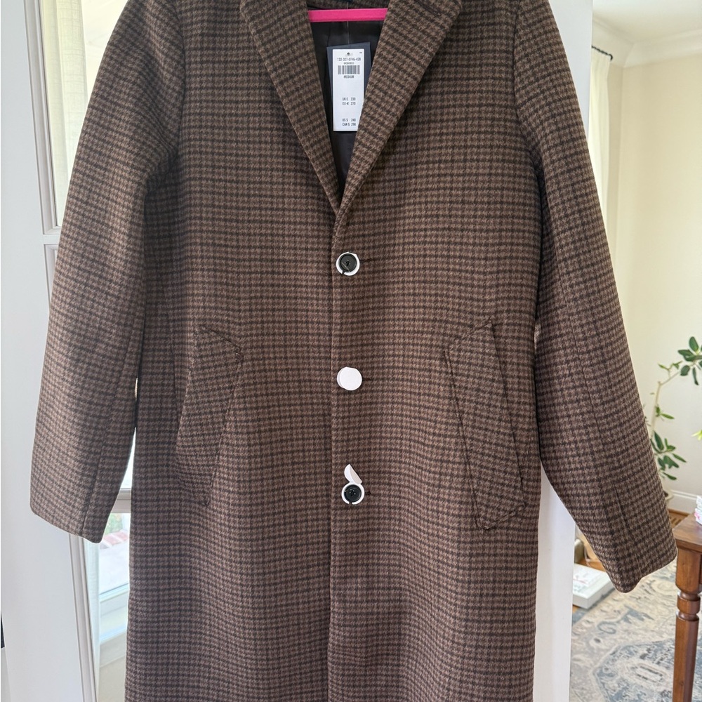 Abercrombie & Fitch Brown Houndstooth Top Coat
